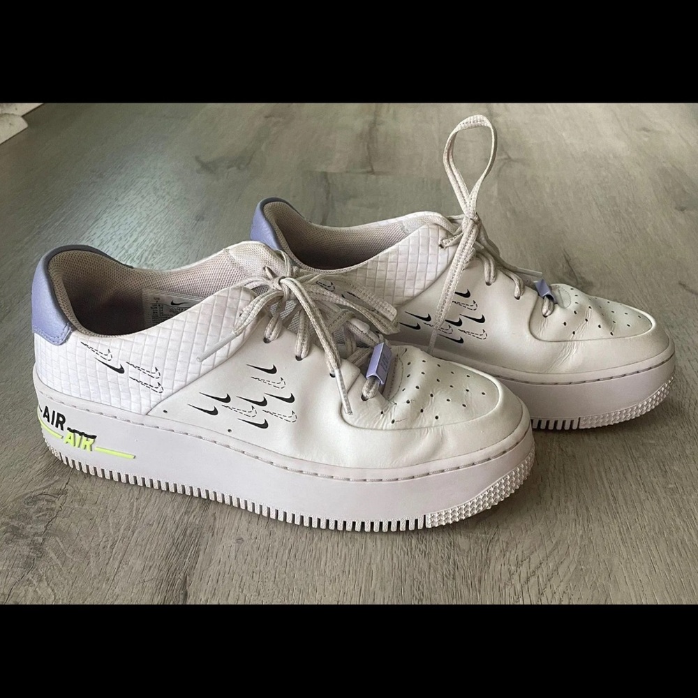 Nike Air Force 1 White and Purple Women's Sneakers